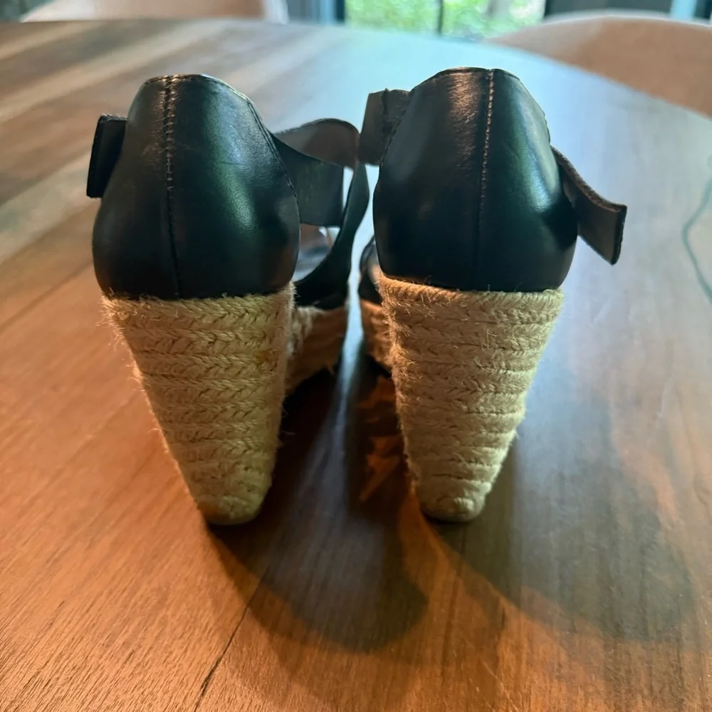 ☀️Me Too - Black Strappy Espadrille Wedge - 7M